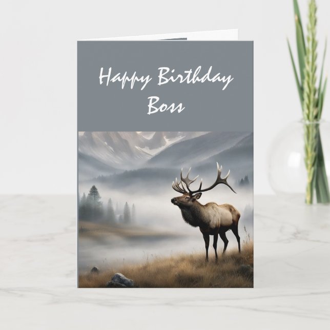 Happy Birthday Elk Boss who is Outstanding Card (Front)