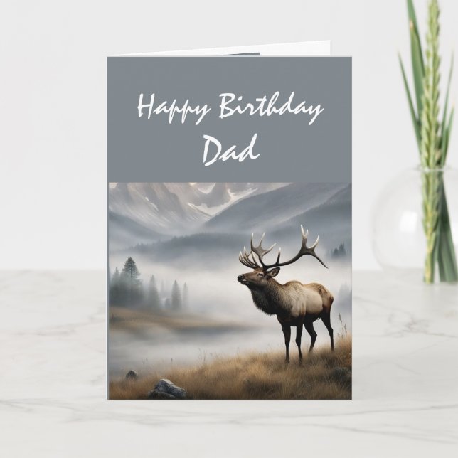 Happy Birthday Elk Dad who is Outstanding Card (Front)