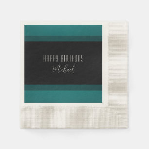 "Happy Birthday" Emerald and Black Paper Napkin