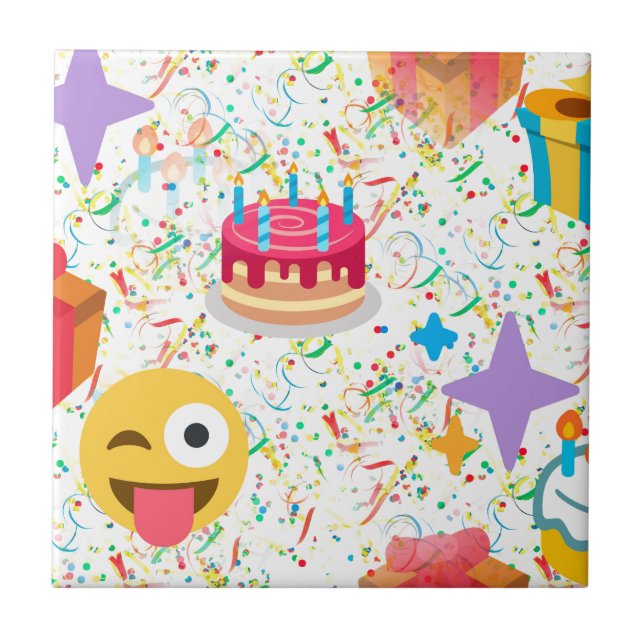 happy birthday emoji tile (Front)