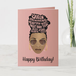 Happy Birthday, Encouraging Black Women, Pink Card