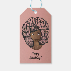 Happy Birthday, Encouraging Black Women, Pink Gift Tags
