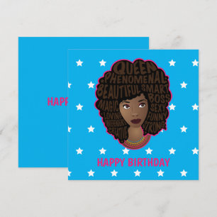Happy Birthday, Encouraging Black Women Stars Blue Card