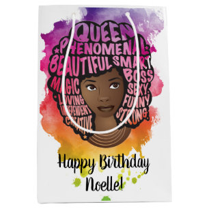 Happy Birthday! Encouraging Black Women Watercolor Medium Gift Bag