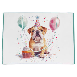 Happy Birthday English Bulldog Large Gift Bag