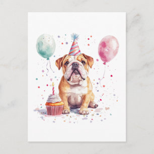 Happy Birthday English Bulldog Postcard