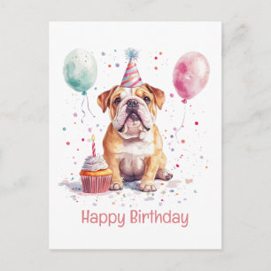 Happy Birthday English Bulldog Postcard