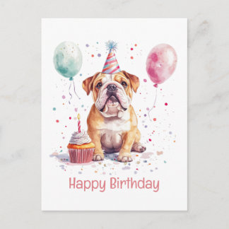 Happy Birthday English Bulldog Postcard