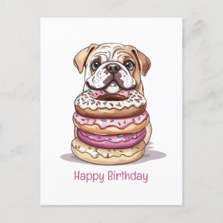 Happy Birthday English Bulldogs Holiday Postcard