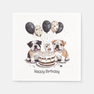 Happy Birthday English Bulldogs Napkin