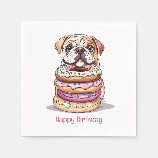 Happy Birthday English Bulldogs Napkin (Front)