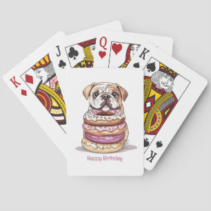 Happy Birthday English Bulldogs Playing Cards