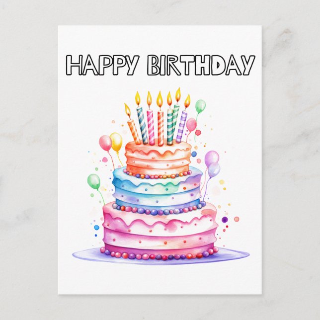 Happy Birthday | Enjoy Some Cake Postcard (Front)
