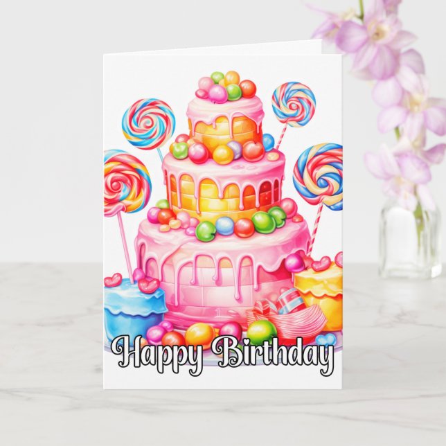 Happy Birthday | Enjoy Your Yummy Cake Card (Orchid)