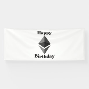 Happy Birthday Ethereum Icon 4x10 Vinyl Banner