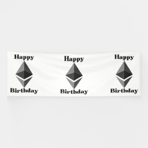 Happy Birthday Ethereum Icon 4x12 Vinyl Banner