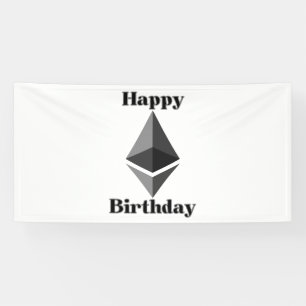 Happy Birthday Ethereum Icon 4x8 Vinyl Banner