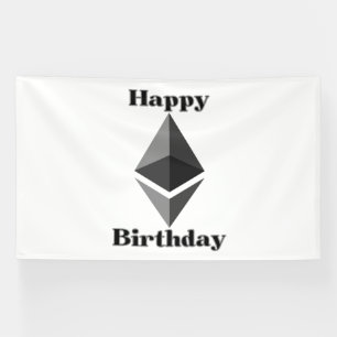 Happy Birthday Ethereum Icon 6x10 Vinyl Banner