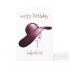 Happy Birthday Fabulous Elegant Woman Drawing