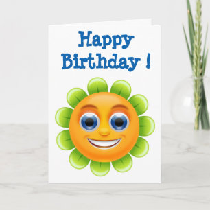 "HAPPY BIRTHDAY FACE FLOWER CARD