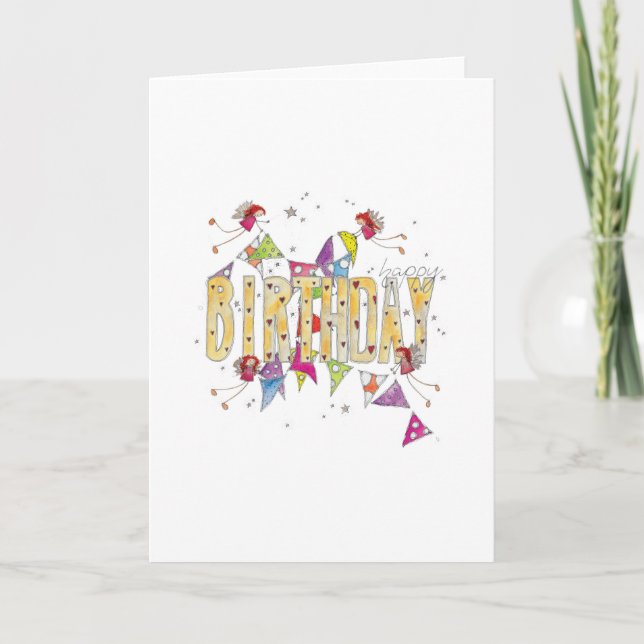 Happy Birthday - Fairies and Bunting Card (Front)