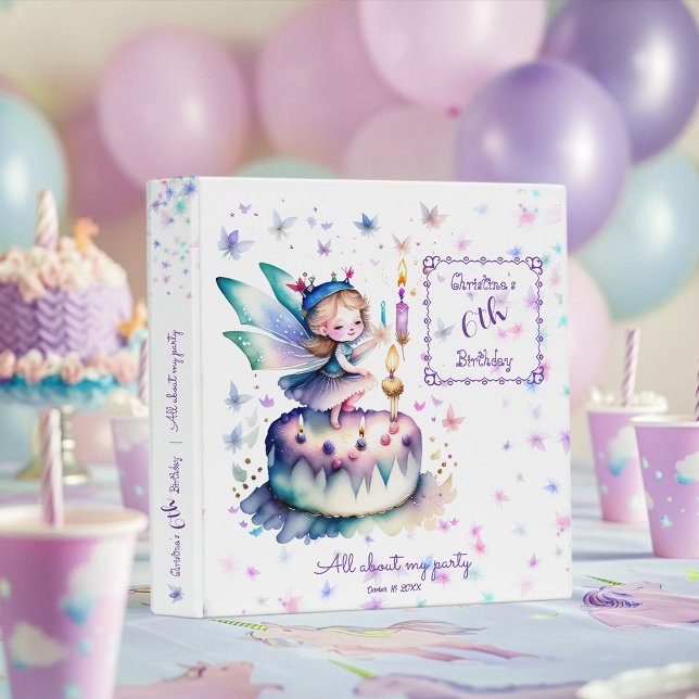 Happy Birthday Fairy 01 Binder (customizable memory binder  with  a sweet fairy on an cake, to celebrate little girls’ birthdays. )