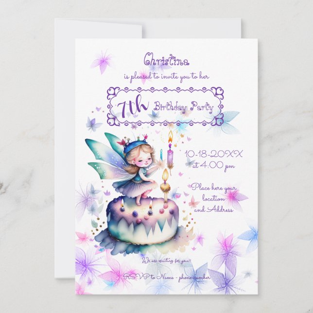 Happy Birthday Fairy 01 Invitation (Front)