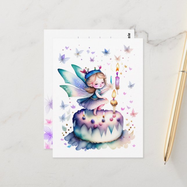 Happy Birthday Fairy 01 Postcard (Front/Back In Situ)