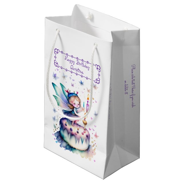 Happy Birthday Fairy 01 Small Gift Bag (Front Angled)
