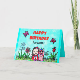 Happy Birthday Fairy and Unicorn Personalized Card