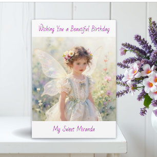 Happy Birthday Fairy Floral Themed Personalized Card