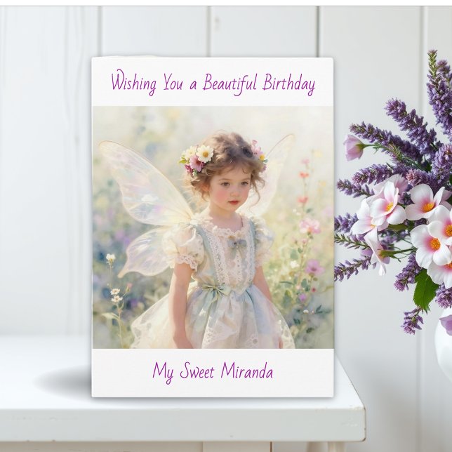 Happy Birthday Fairy Floral Themed Personalized  Card (Creator Uploaded)