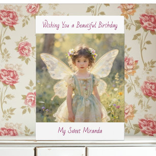 Happy Birthday Fairy Themed Personalized Girl's Card