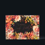 Happy Birthday Fall Autumn Garden Floral Black  Card<br><div class="desc">A modern and beautiful birthday card featuring a romantic garden floral design. Perfect for any age birthday.</div>