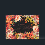 Happy Birthday Fall Autumn Garden Floral Black  Card<br><div class="desc">A modern and beautiful birthday card featuring a romantic garden floral design. Perfect for any age birthday.</div>