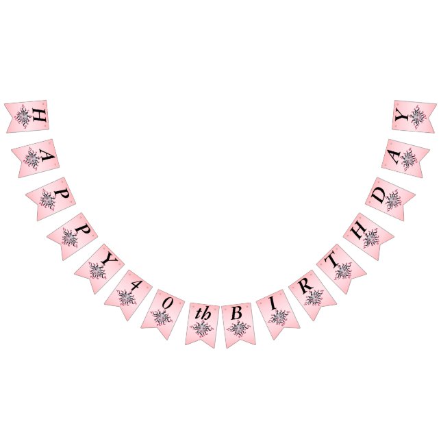 Happy Birthday Fantasy Sun Pretty Face Pink Black Bunting Flags (All)