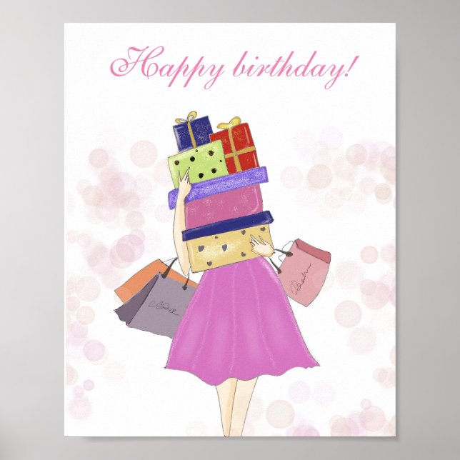 Happy birthday, fashion illustration poster (Front)