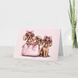 Happy Birthday Fashionable Dachshund Dogs Card