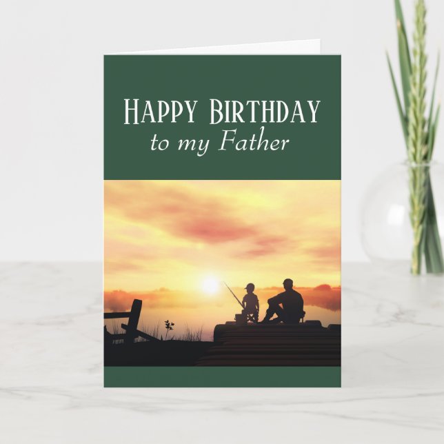 Happy Birthday Father Fishing Fisherman Fish Card (Front)