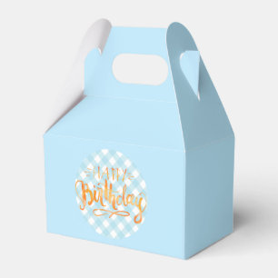 Happy Birthday Favour Box Blue White Gingham