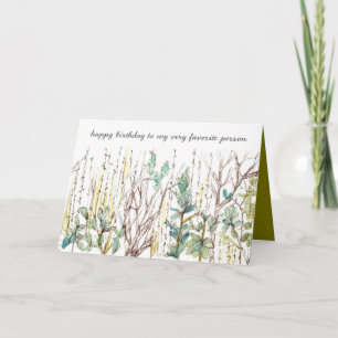 Happy Birthday Favourite Person Sagebrush Plants Card