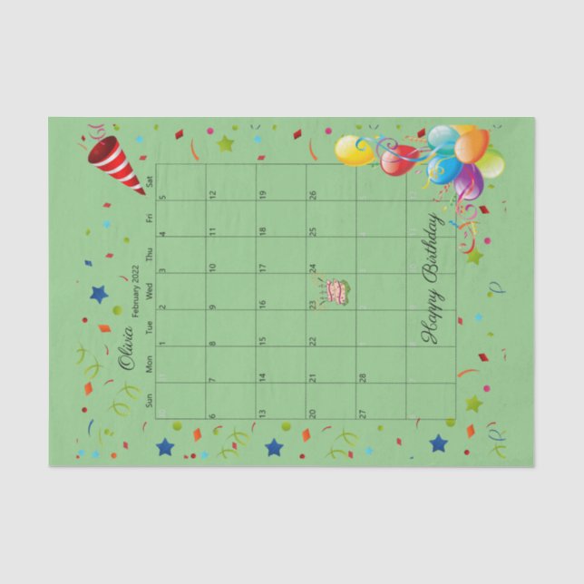 Happy Birthday February 2022 Tissue Paper (Front)