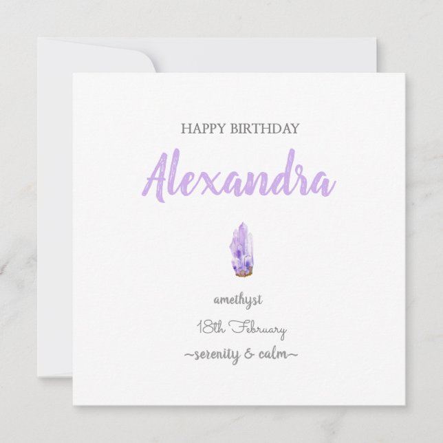 Happy birthday February birthstone Amethyst gem Card (Front)