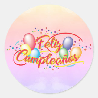 Happy birthday | Feliz Cumpleaños Classic Round Sticker
