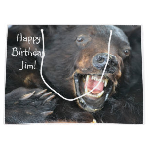 Happy Birthday Ferocious Bear Large Gift Bag