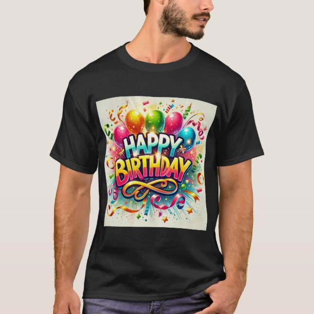 Happy Birthday Festive Balloon Celebration T-Shirt (Front)