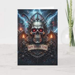 Happy Birthday, Fiend! Gothic Horror Skull Card