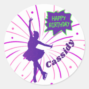 Happy Birthday Figure Skating Personalized  Classic Round Sticker