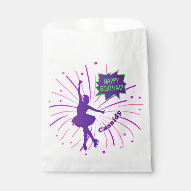 Happy Birthday Figure Skating Personalized  Favour Bag (Front)