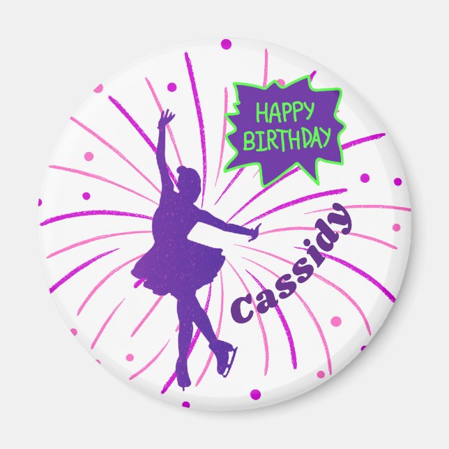Happy Birthday Figure Skating Personalized  Magnet (Front)